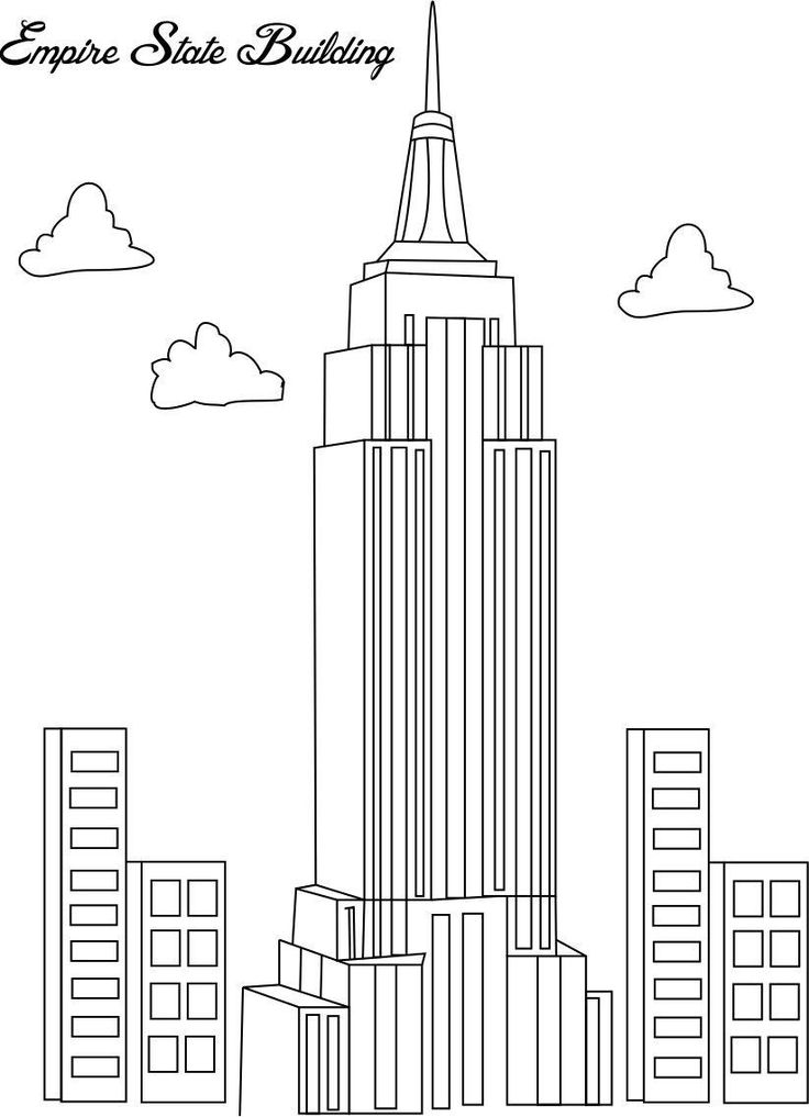 You can design your own light show for the empire state building after printing out this coloriâ empire state building drawing building drawing famous buildings