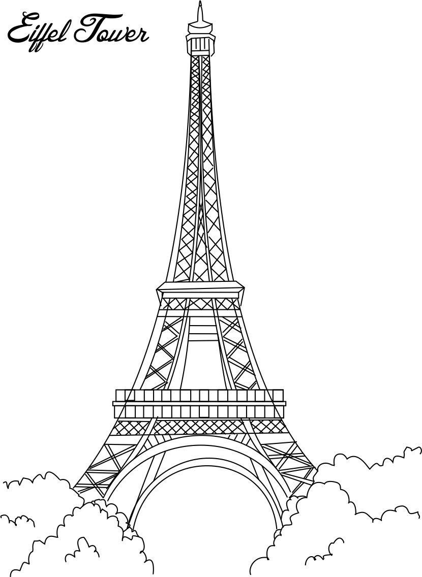 Eiffel tower coloring printable page for kids