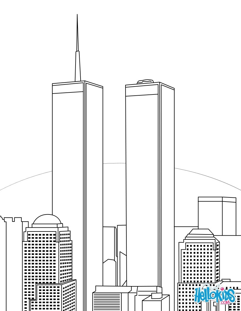 Twin towers coloring pages