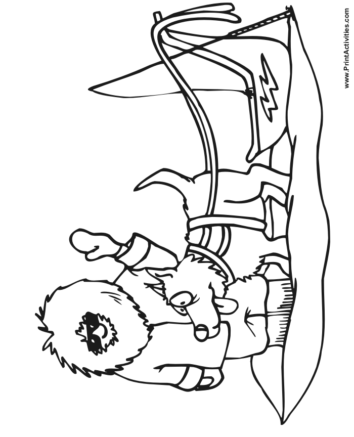 Dog sled coloring page dog sled with one dog