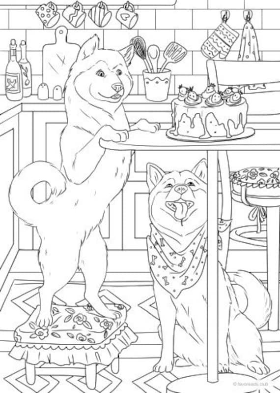 Hungry dogs printable adult coloring page from favoreads coloring book pages for adults and kids coloring sheets coloring designs