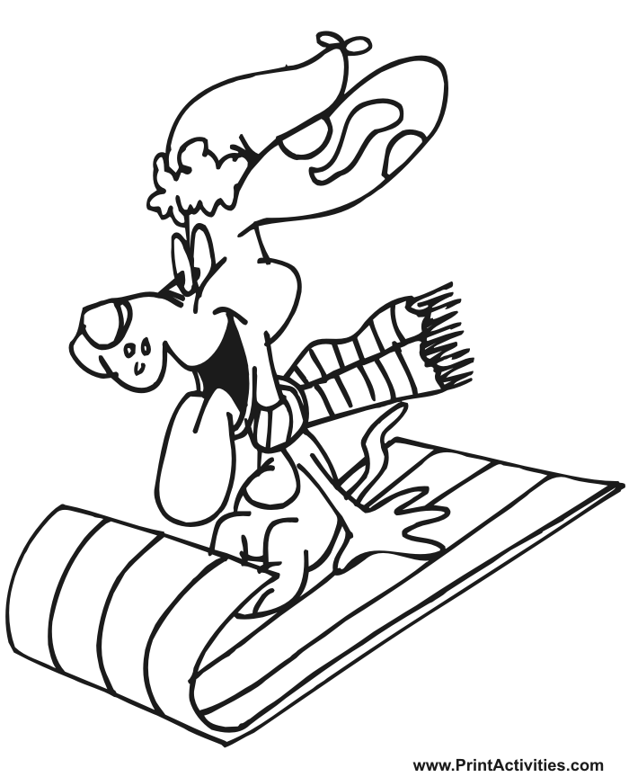 Sled coloring page winter coloring page