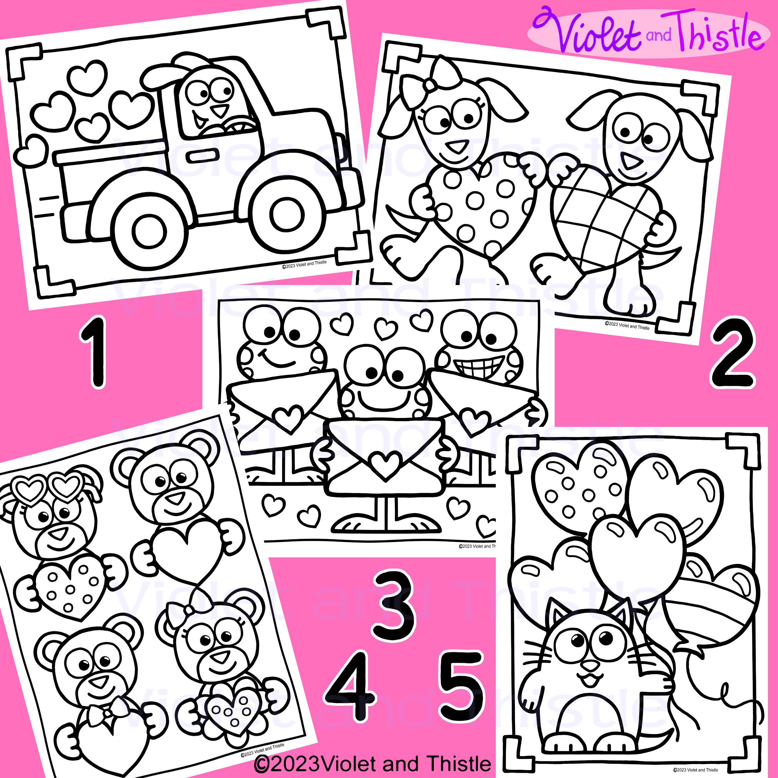 Valentine coloring pages cute heart truck dog cat frog bird color counting sheets math activity boys made by teachers