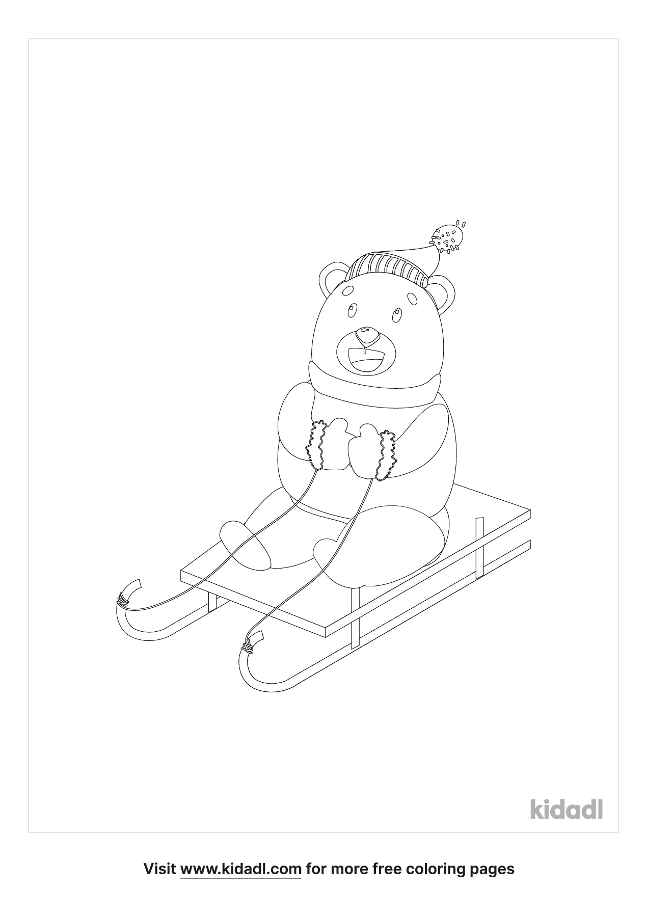 Free bear with sled coloring page coloring page printables