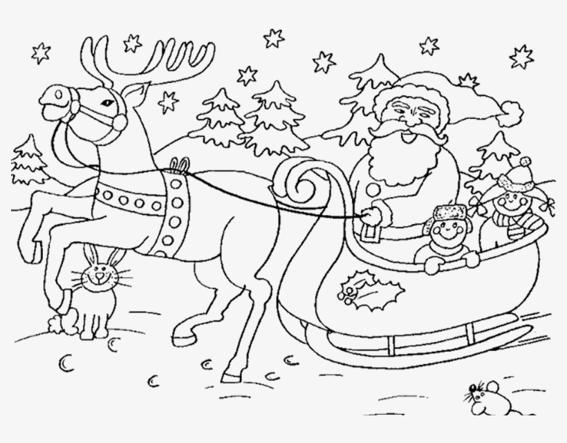 Santa claus in sleigh coloring page santa and sleigh