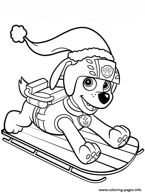 Zuma on sled paw patrol coloring page printable