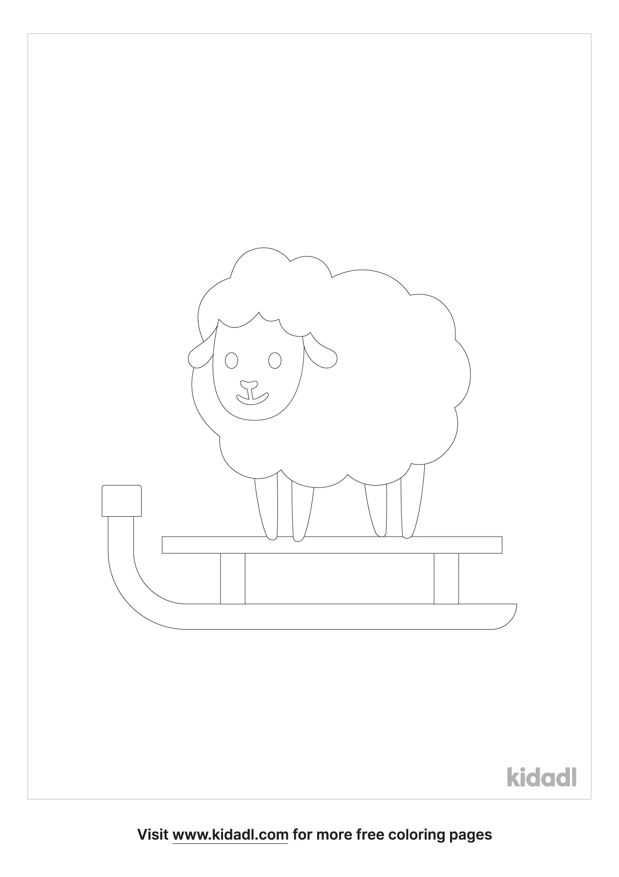 Free sheep on sled coloring page coloring page printables