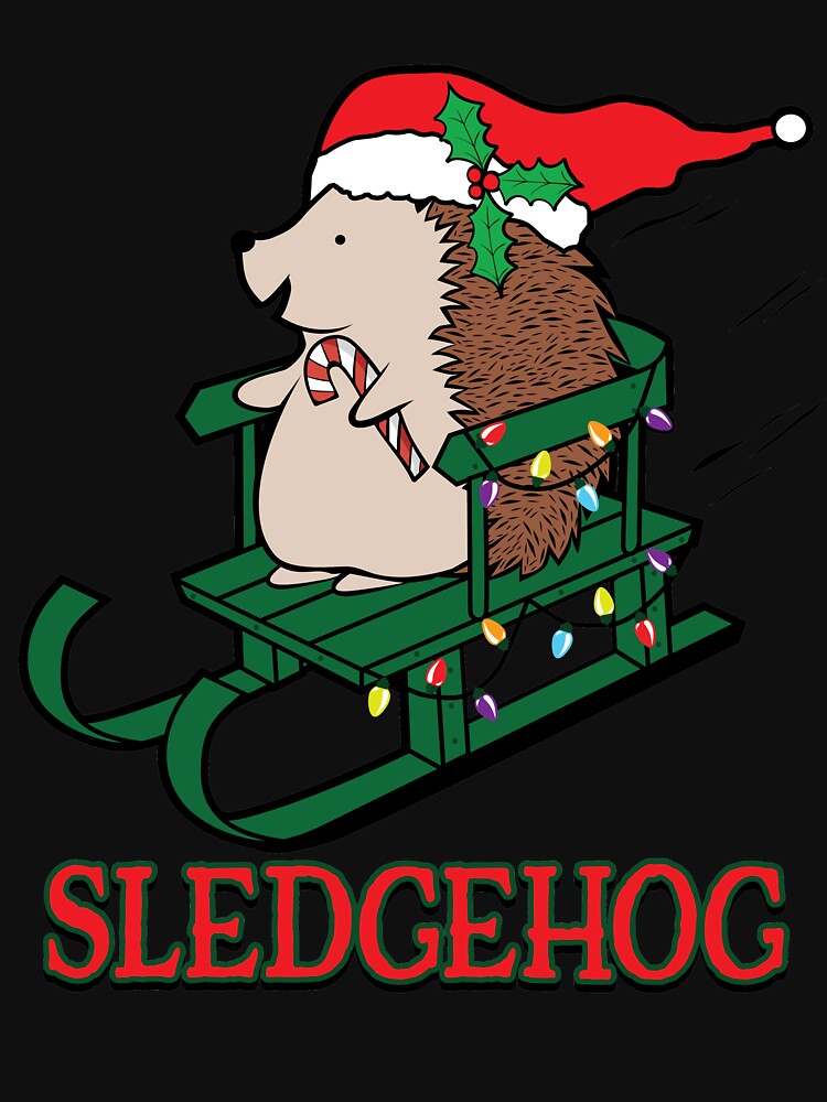 Sledgehog christmas cute hedgehog sled holiday graphic essential t