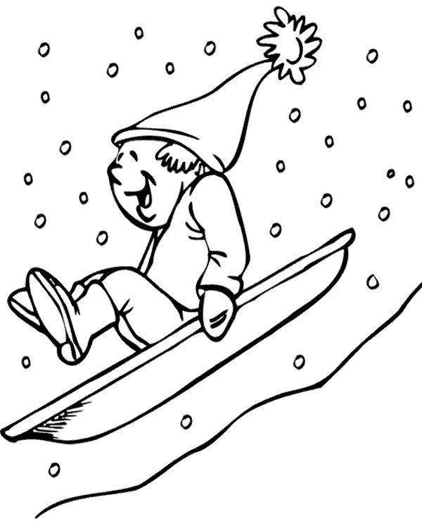 Winter coloring page sledge