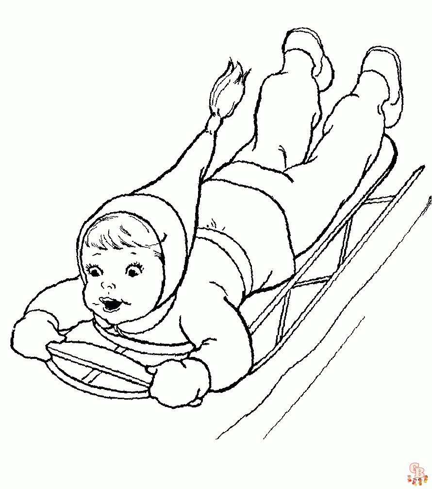 Printable sled coloring pages free for kids and adults