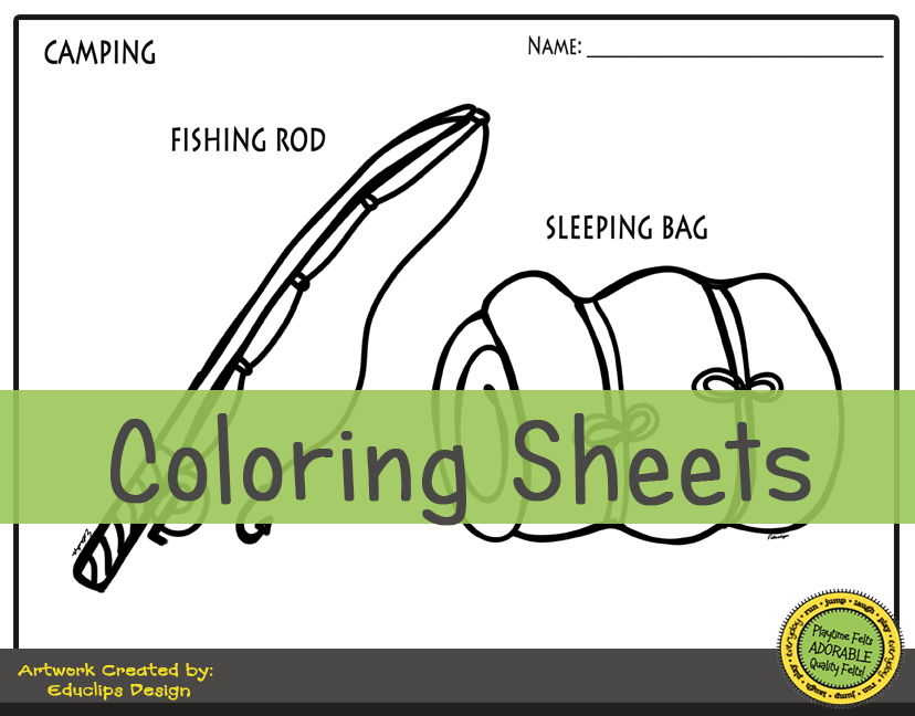 Lets go camping preschool printable worksheets for toddlers by playtime felts