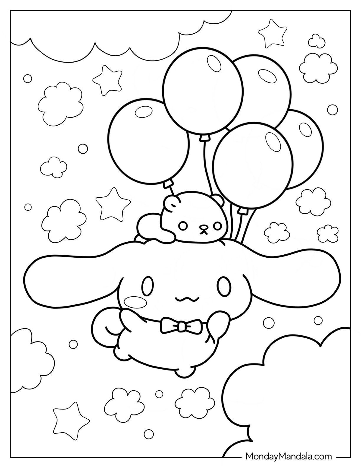 Cinnamoroll coloring pages free pdf printables