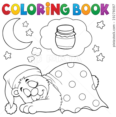 Coloring book sleeping bear theme