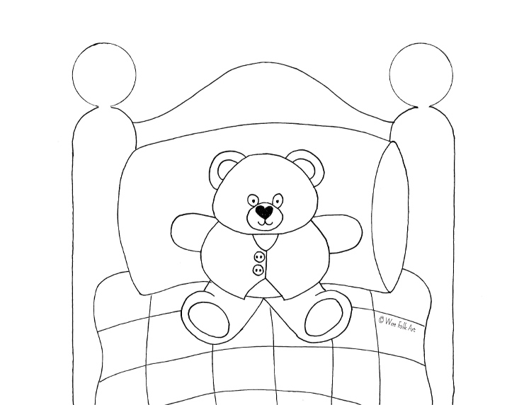 Teddy bear coloring page â wee folk art