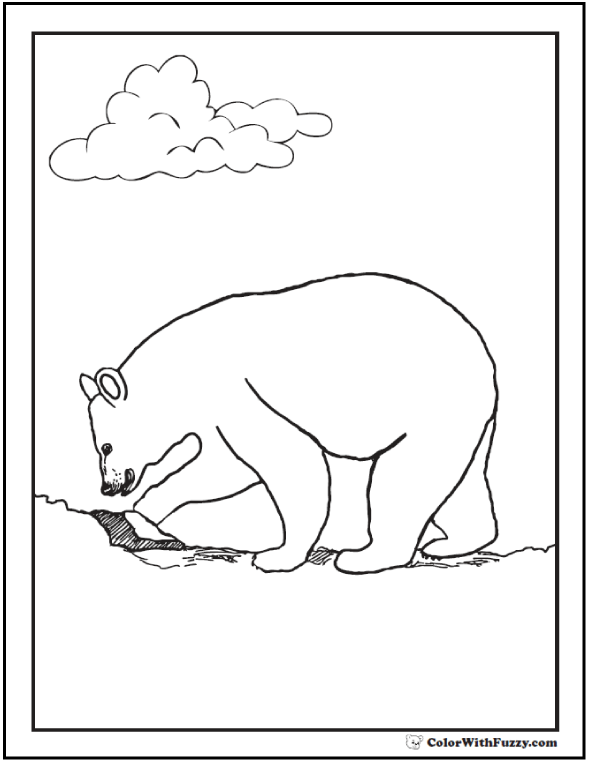 Digging bear coloring page