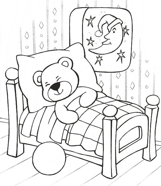 Relaxing coloring pages sleeping teddy bear free printable