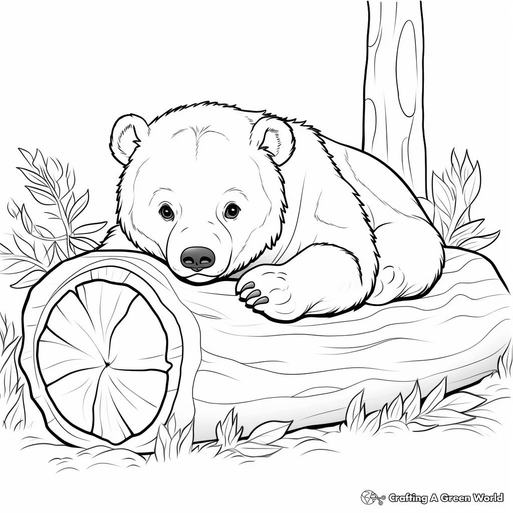 Hibernating bear coloring pages