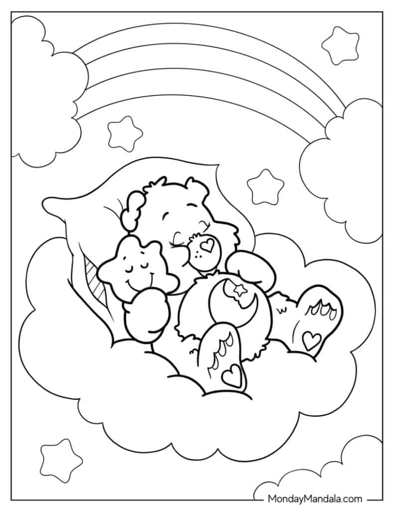 Care bears coloring pages free pdf printables