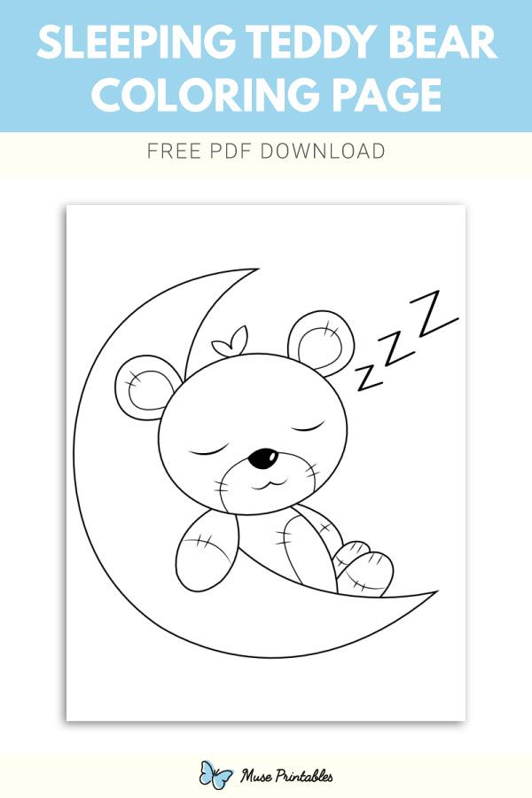 Free sleeping teddy bear coloring page teddy bear coloring pages bear coloring pages sleep teddies