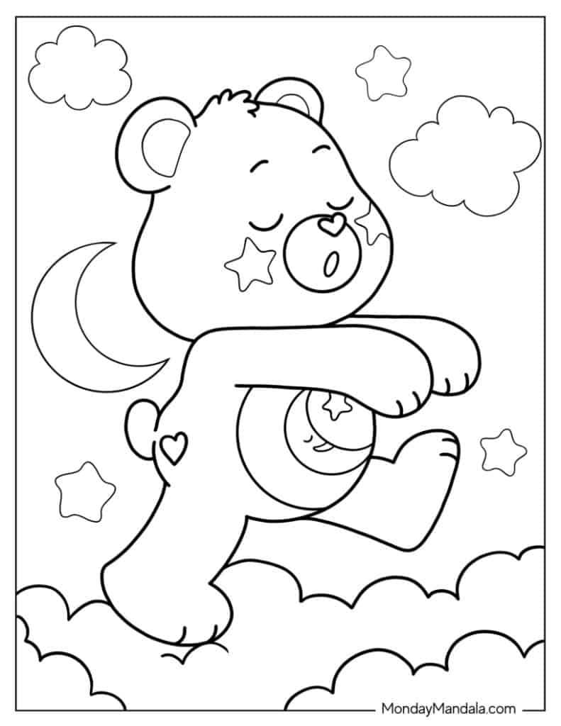 Care bears coloring pages free pdf printables