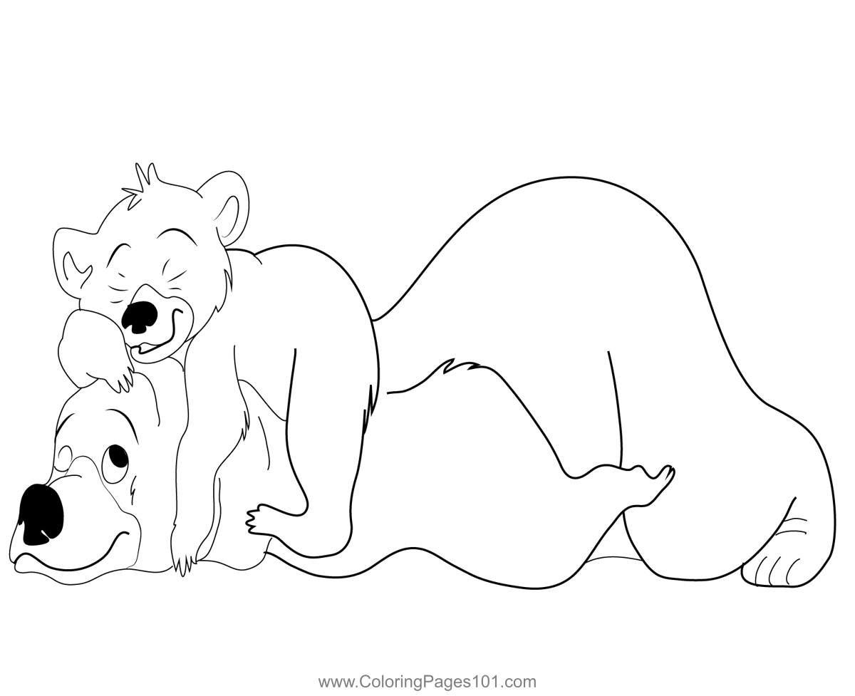 Sleeping koda on kenais head coloring page for kids