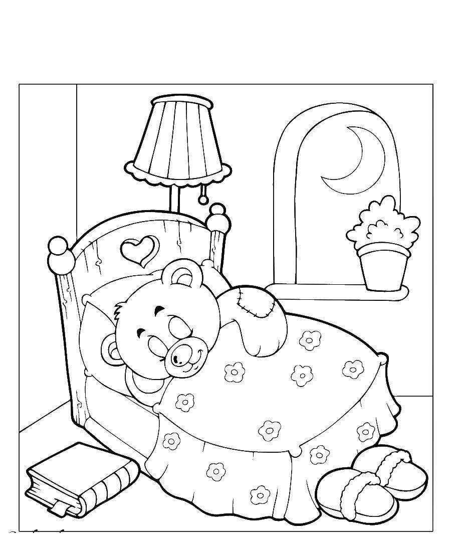 Online coloring pages coloring page sleeping bear animals download print coloring page