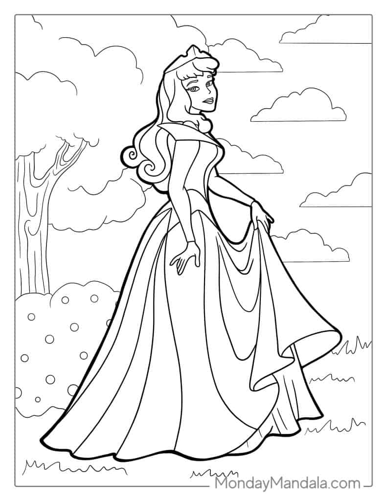 Sleeping beauty coloring pages free pdf printables