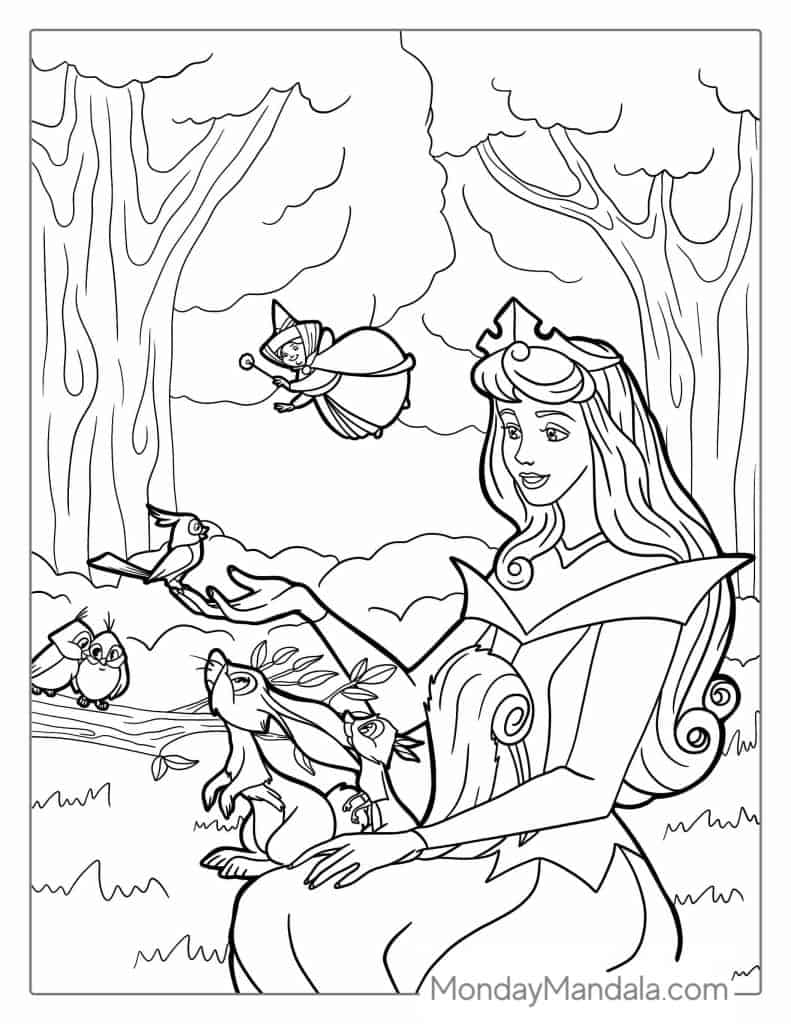 Sleeping beauty coloring pages free pdf printables