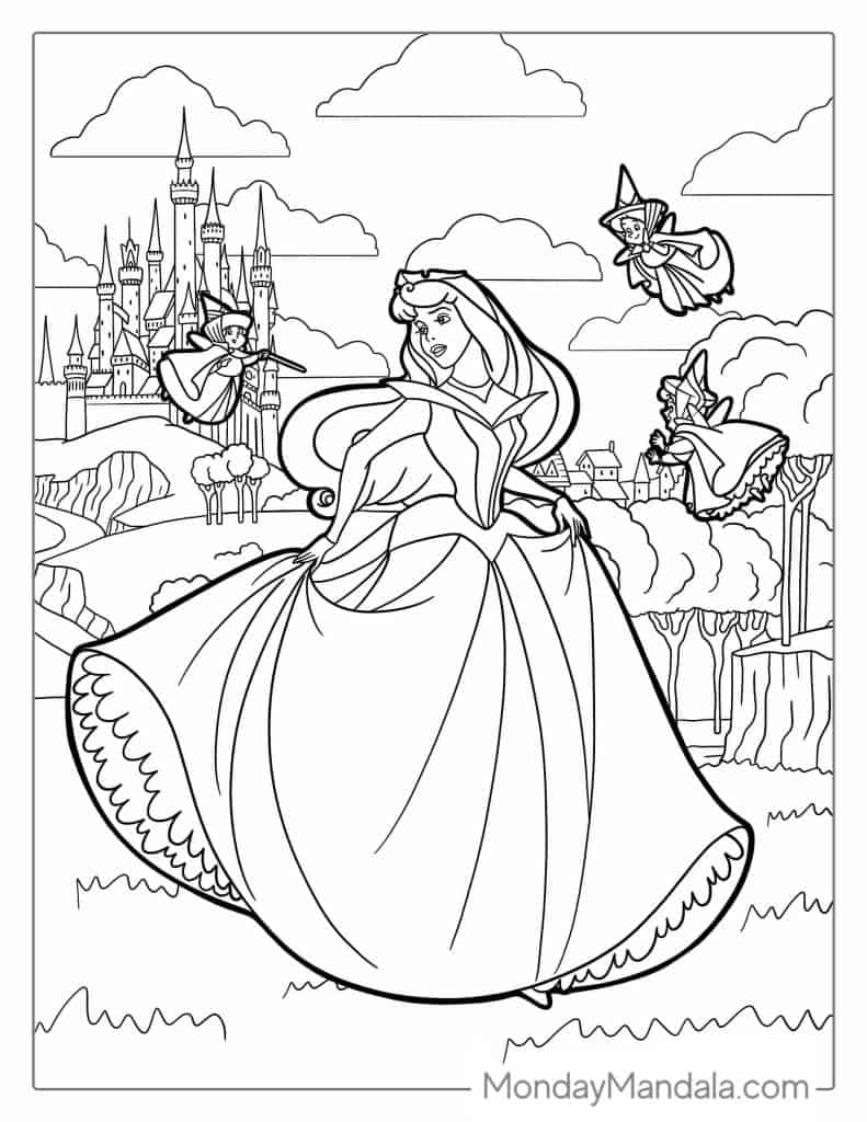 Sleeping beauty coloring pages free pdf printables