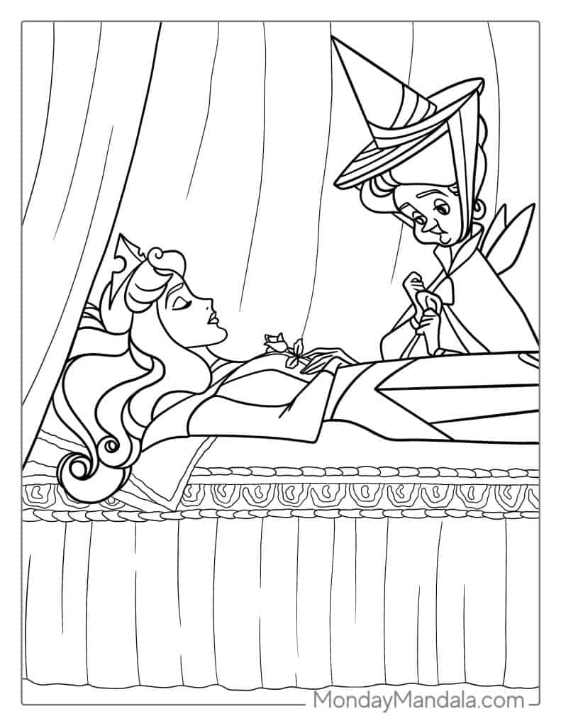 Sleeping beauty coloring pages free pdf printables