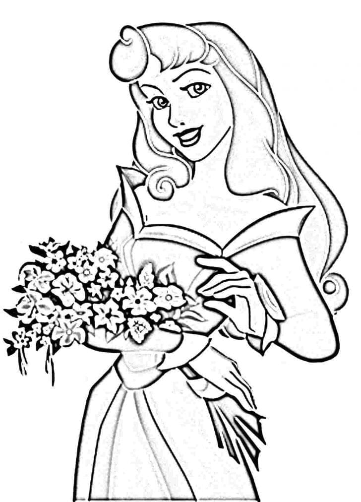 Aurora and rabbit coloring page