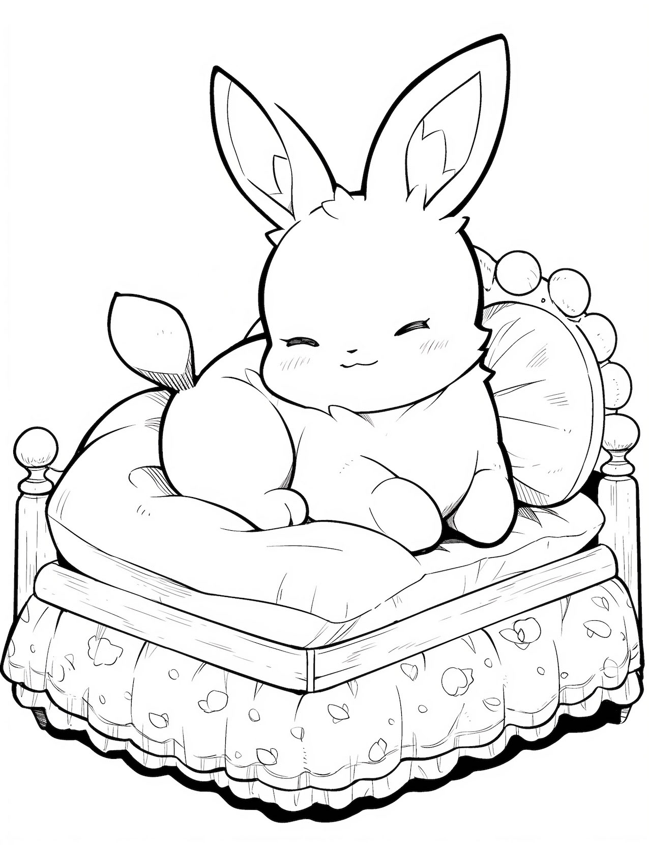 Cute bunny coloring pages for kids and adults