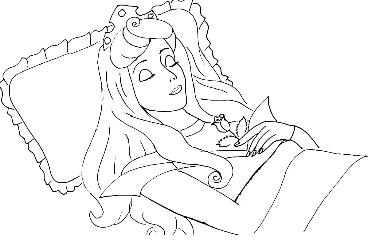 Aurora and rabbit coloring page