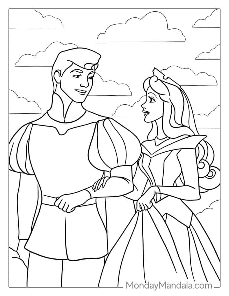 Sleeping beauty coloring pages free pdf printables