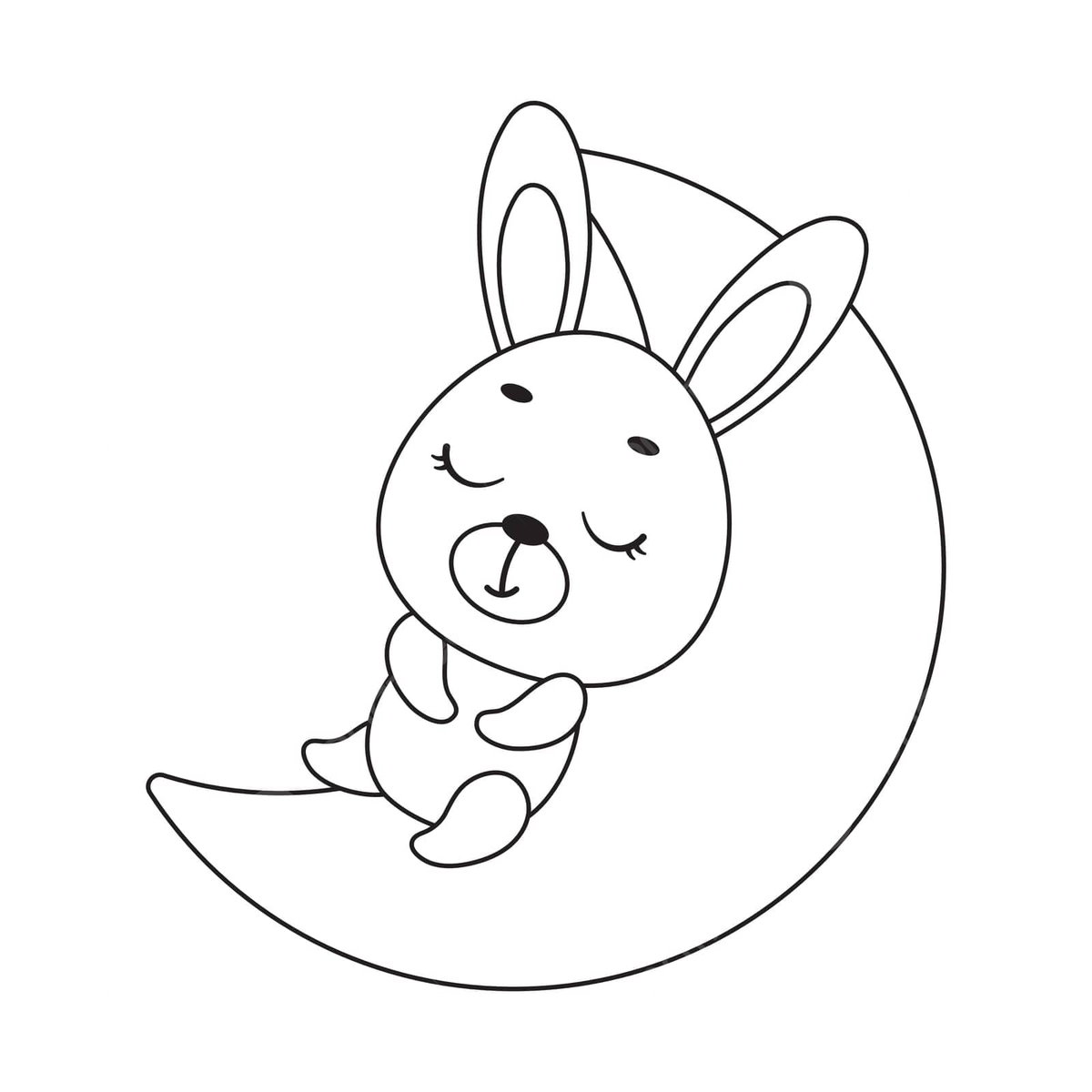 Sleeping hare on moon coloring page for preschoolers vector book wild kids png and vector with transparent background for free download