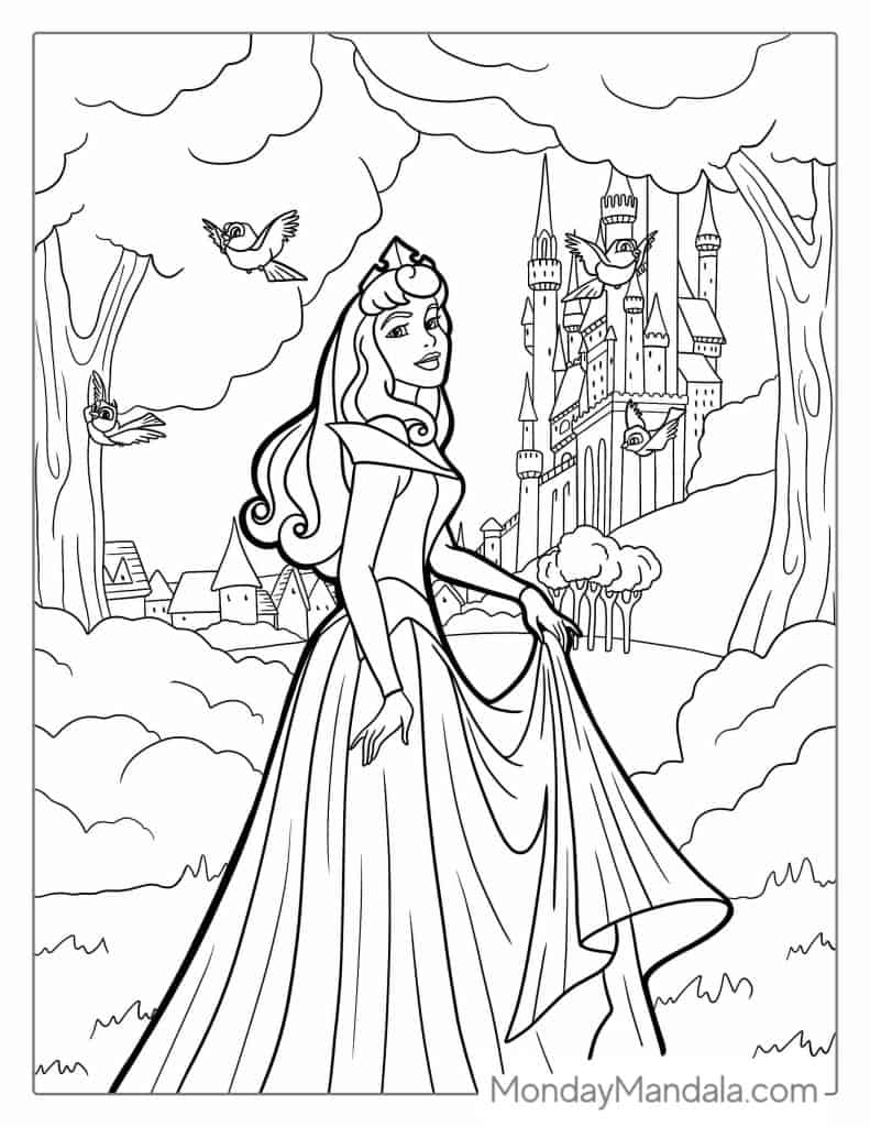 Sleeping beauty coloring pages free pdf printables