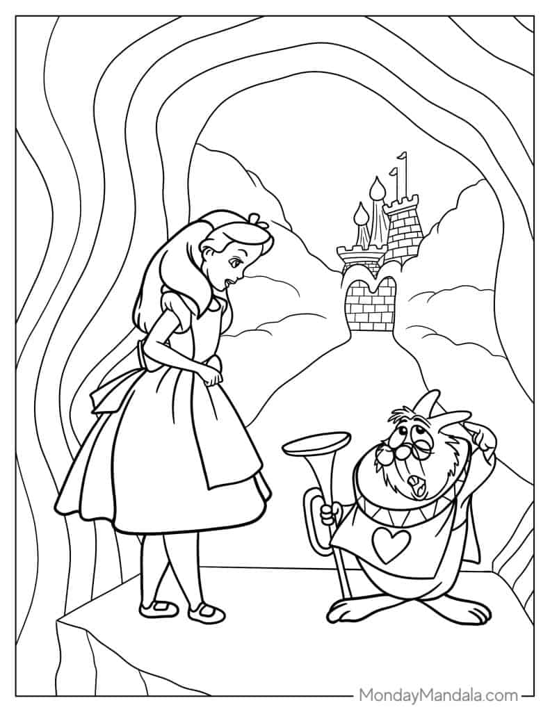 Alice in wonderland coloring pages free pdf printables