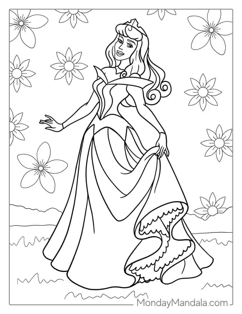 Sleeping beauty coloring pages free pdf printables