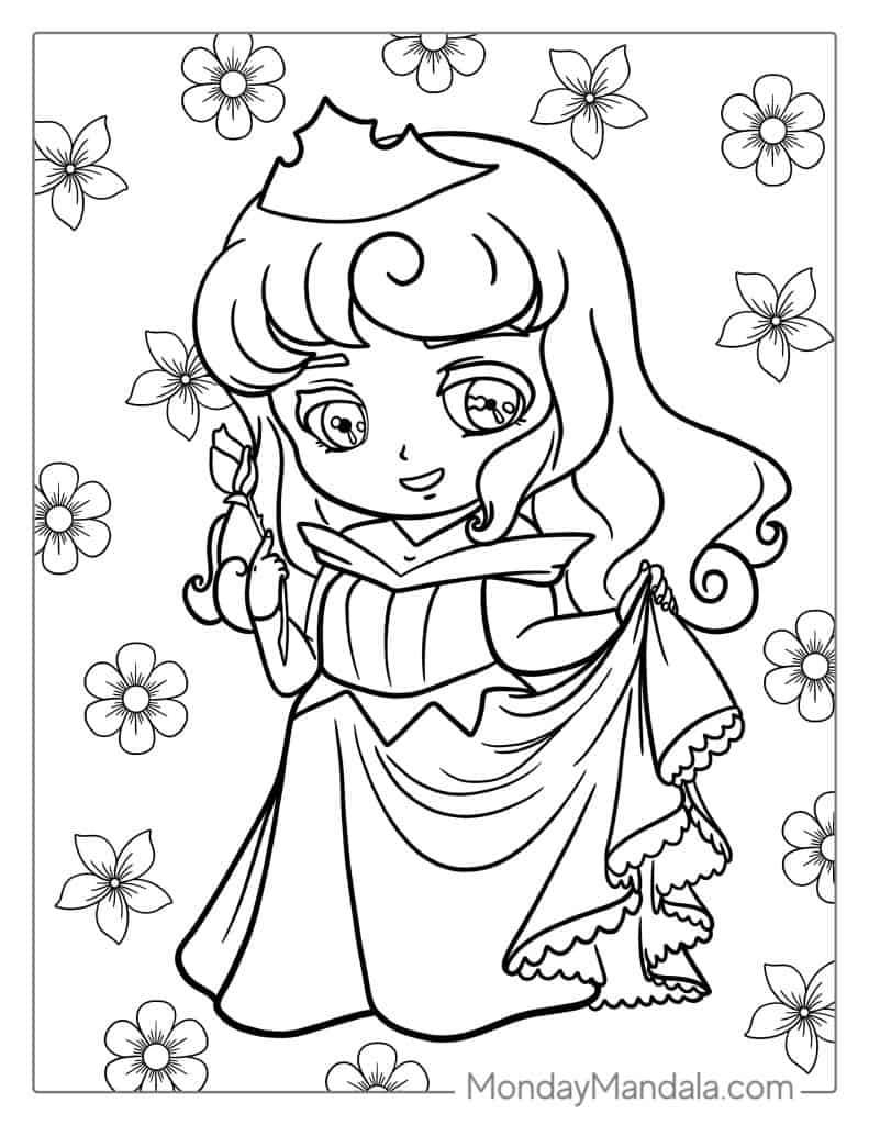 Sleeping beauty coloring pages free pdf printables