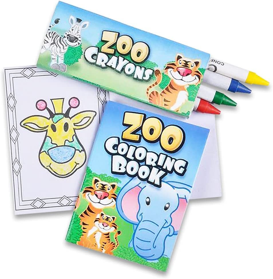 Zoo animal mini coloring book kit
