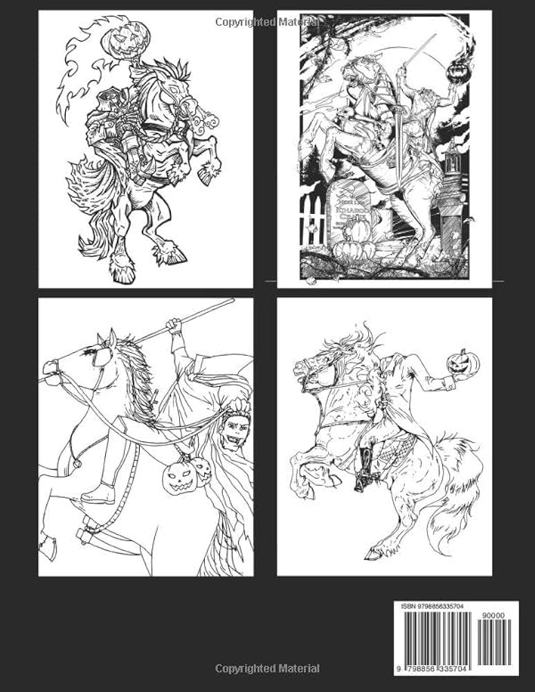 Headless horseman coloring book sleepy hollow coloring pages for lovers who are fans of horror to have fun and get creative perfect halloween present anne odom books