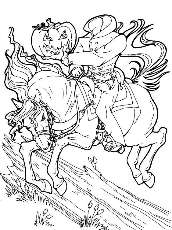 Headless horseman coloring page halloween coloring pages coloring book art coloring pages