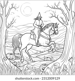 Black white coloring pages halloween kids stock vector royalty free