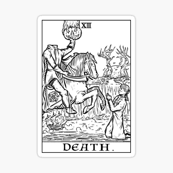 Death tarot card the headless horseman sticker for sale by theghoulishgarb