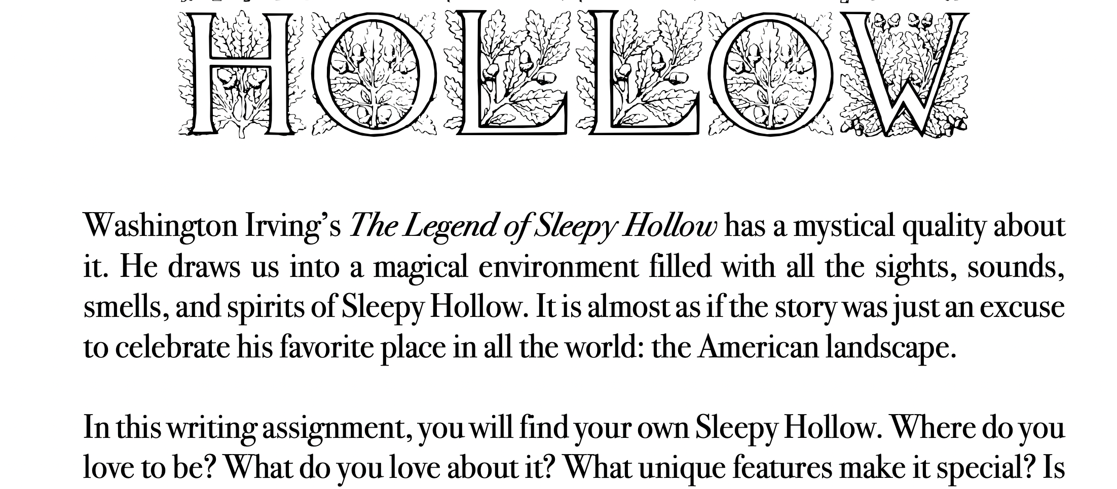 Sleepy hollow creative writing prompt printable