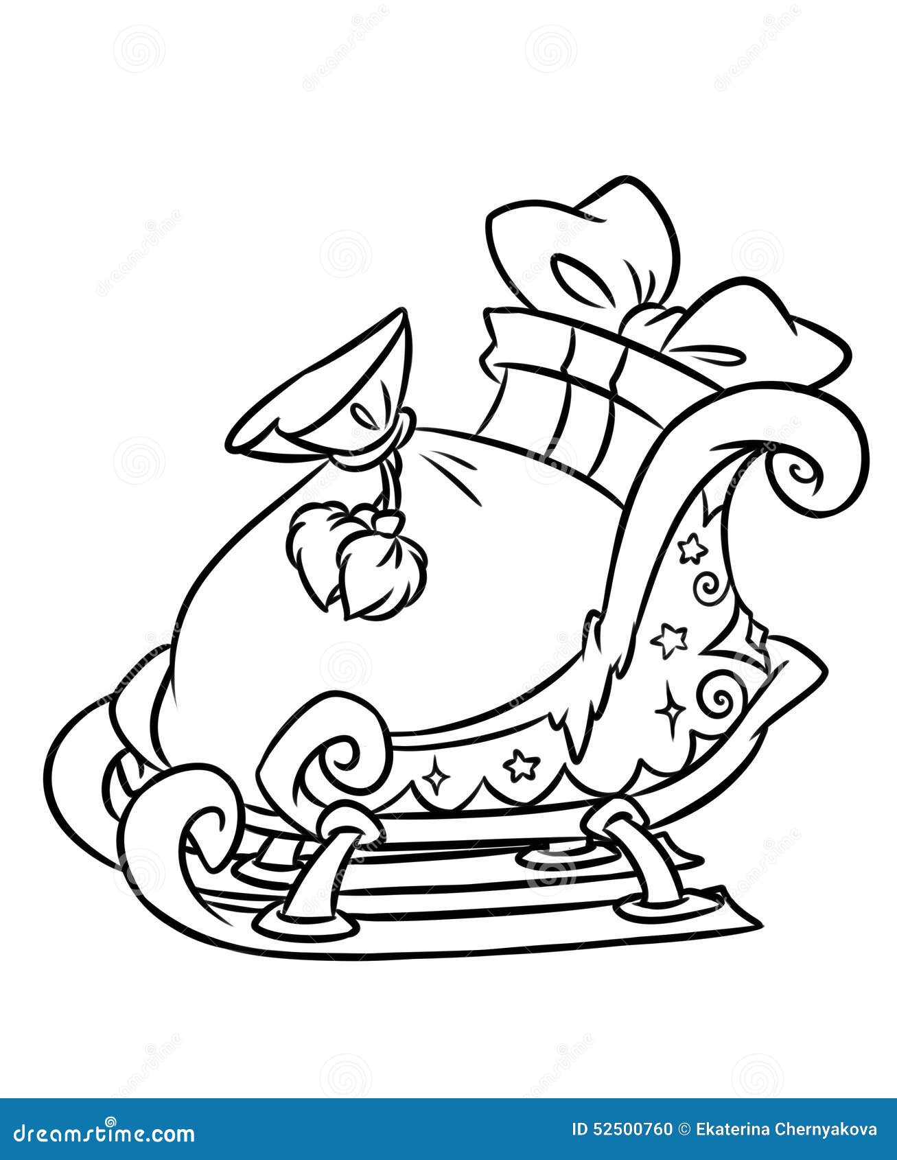 Sleigh christmas gifts coloring page stock illustration