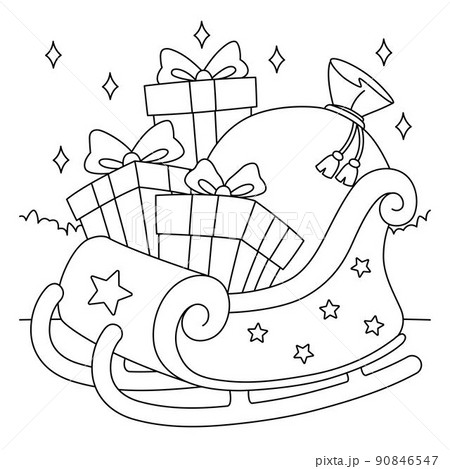 Christmas sleigh coloring page for kids