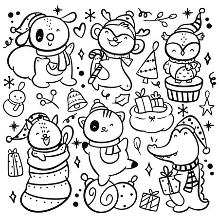 Character design christmas coloring pages for kids cliparts stock vector and royalty free character design christmas coloring pages for kids illustrations