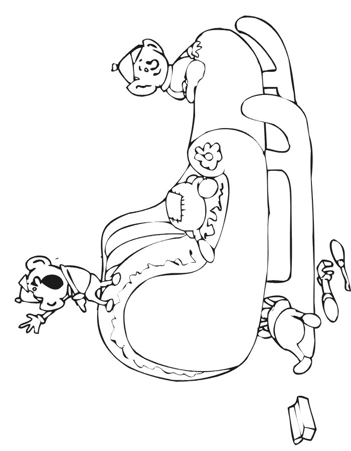 Sleigh coloring page sleigh with some elves