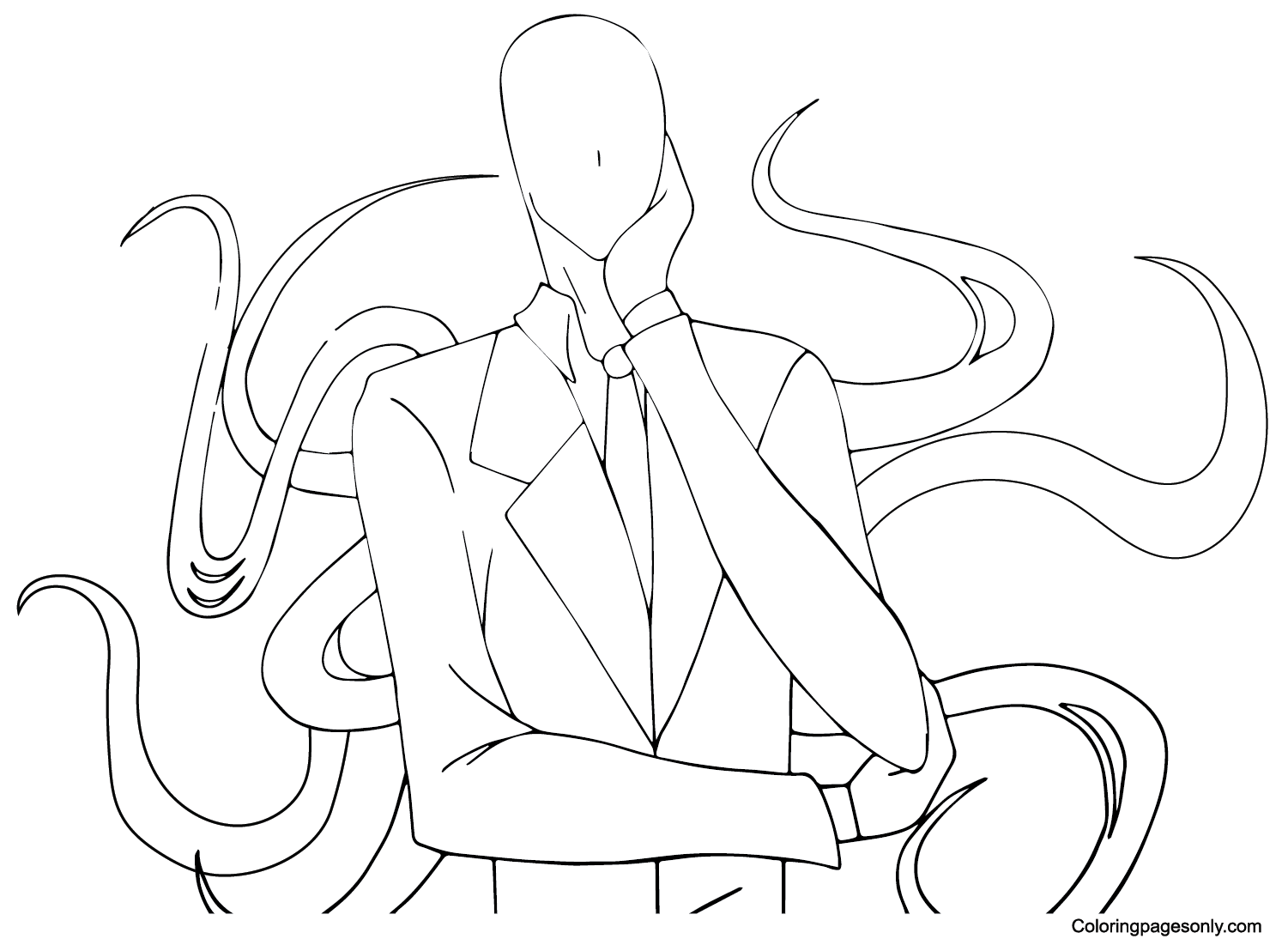 Slender man to print coloring page